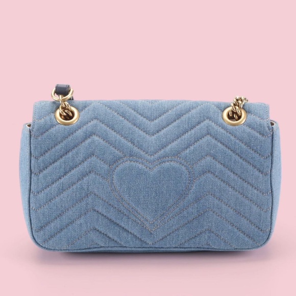 Gucci Limited Edition Japan Quilted Denim Pearly GG Marmont Bag - Picture 3 of 8